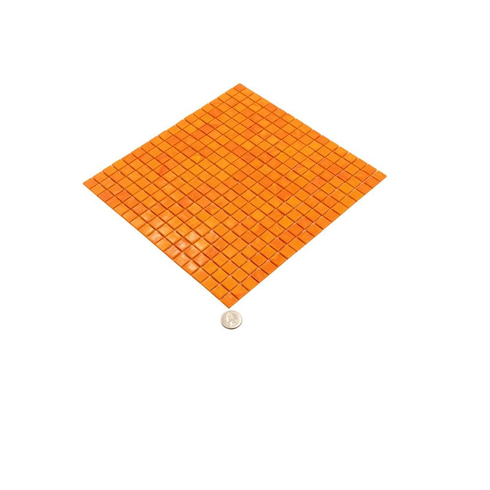 Skosh 11.6" x 11.6" Glossy Orange Glass Mosaic Tile