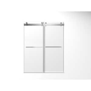 60 in. W x 65 in. H Frameless Double Sliding Bypass Tub Door in Chrome with 3/8 in. Clear Tempered Glass, Soft Close