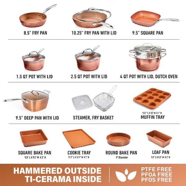 Gotham Steel Hammered 2.5 Quart, Non-Stick Sauce Pan with Lid, Ceramic  Cookware, Premium, PFOA Free, Dishwasher Safe, Copper