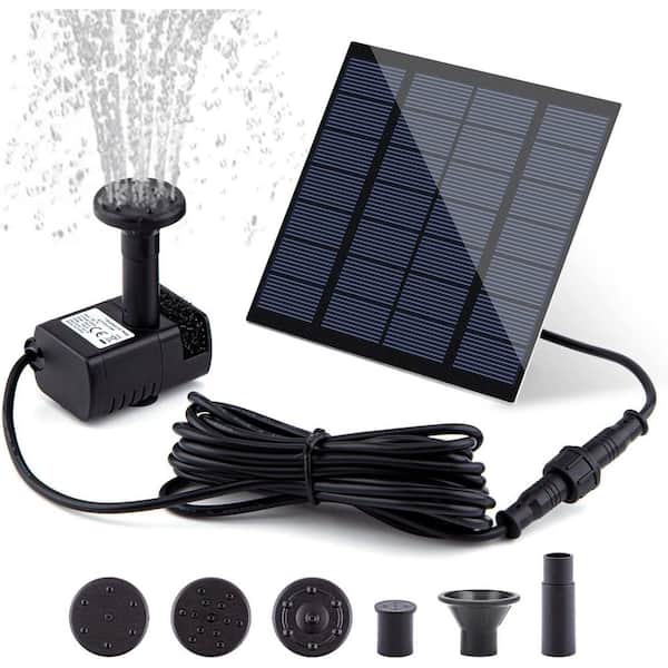 Solar Fountain Pump Kit Separate Solar Panel 1.8-Watt Water Pump 3M Cable 4 Nozzles for Bird Bath Pond Garden