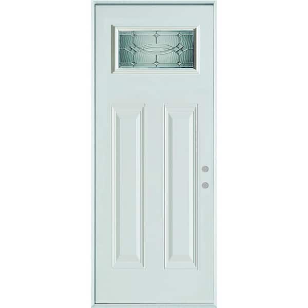36 in. x 80 in. Diamanti Classic Zinc Rectangular Lite 2-Panel Painted White Left-Hand Inswing Steel Prehung Front Door