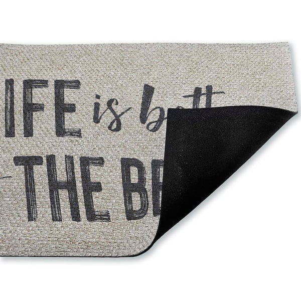 Life Better At The Beach Brown 18 in. x 30 in. Polyester Non-Slip Outdoor Door Mat
