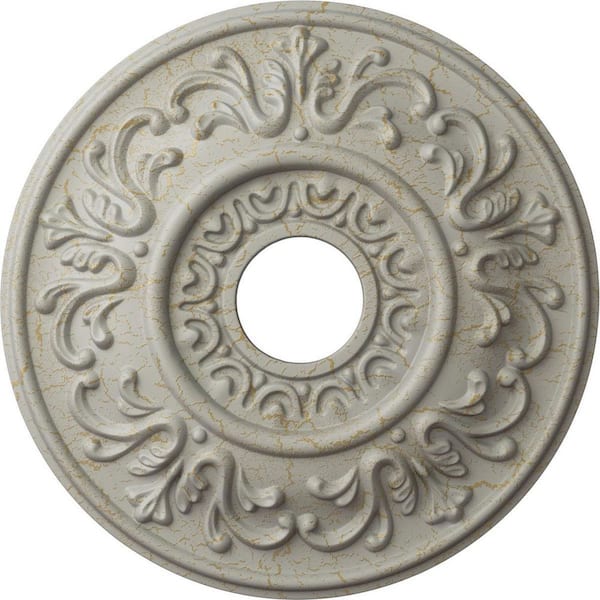 Ekena Millwork 1 in. x 18 in. x 18 in. Polyurethane Valletta Ceiling Medallion, Pot of Cream Crackle