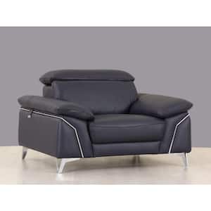 Charlie 31 in. Navy Blue Leather Chair and a Half