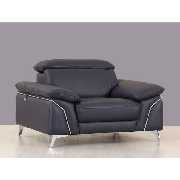 HomeRoots Charlie 31 in. Navy Blue Leather Chair and a Half 2000329690