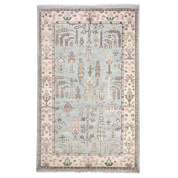 Athens Hand Knotted Wool Sky 5 ft. x 8 ft. Indoor Area Rug
