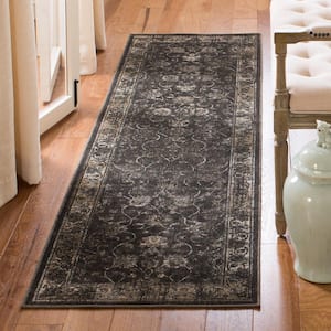 Vintage Soft Anthracite 2 ft. x 10 ft. Border Runner Rug