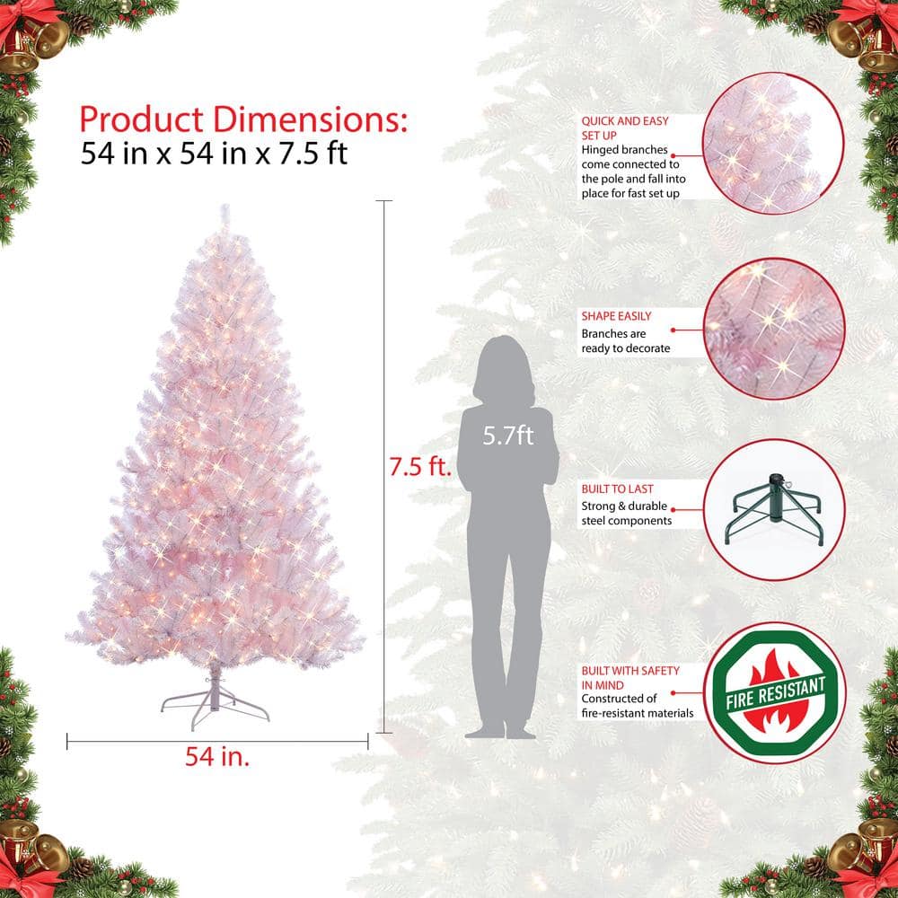 7.5 ft White Pre-Lit Northern Fir Artificial Christmas Tree with Clear Lights