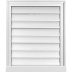 22 in. x 26 in. Vertical Surface Mount PVC Gable Vent: Decorative with Brickmould Sill Frame