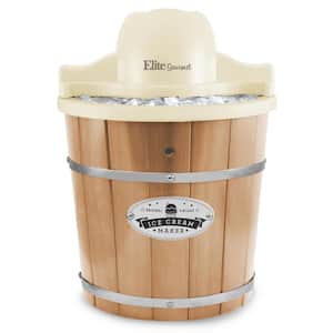 Elite Gourmet 4 qt. Old Fashioned Pine Bucket Electric Ice Cream Maker Brown
