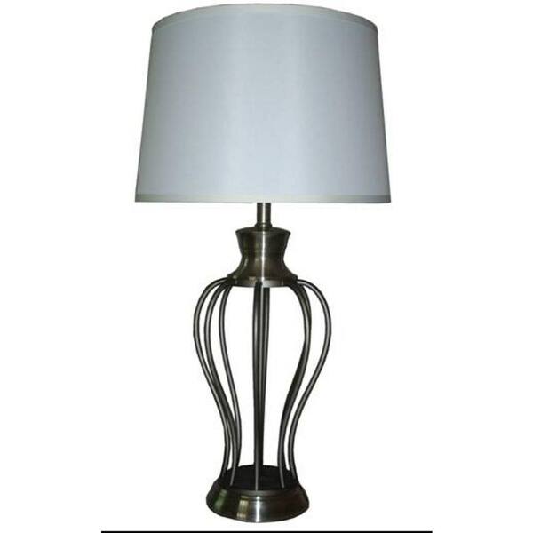Fangio Lighting 30.5 in. Metal Table Lamp, Brushed Steel-DISCONTINUED