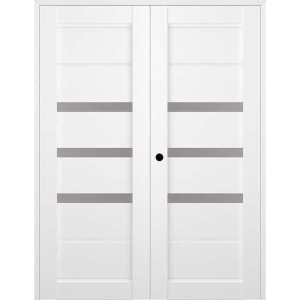 Belldinni Rita 48 in.x 84 in. Right Hand Active 3-Lite Bianco Noble Wood Composite Double Prehung Interior Door