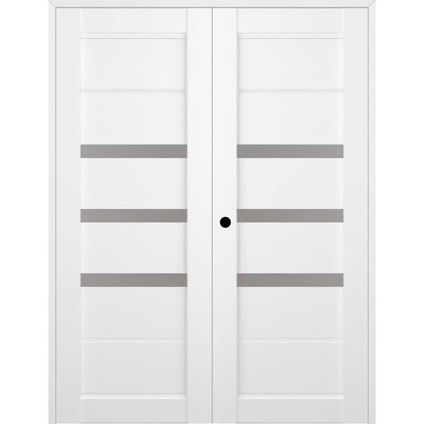 Belldinni Rita 48 in.x 96 in. Right Hand Active 3-Lite Bianco Noble Wood Composite Double Prehung Interior Door