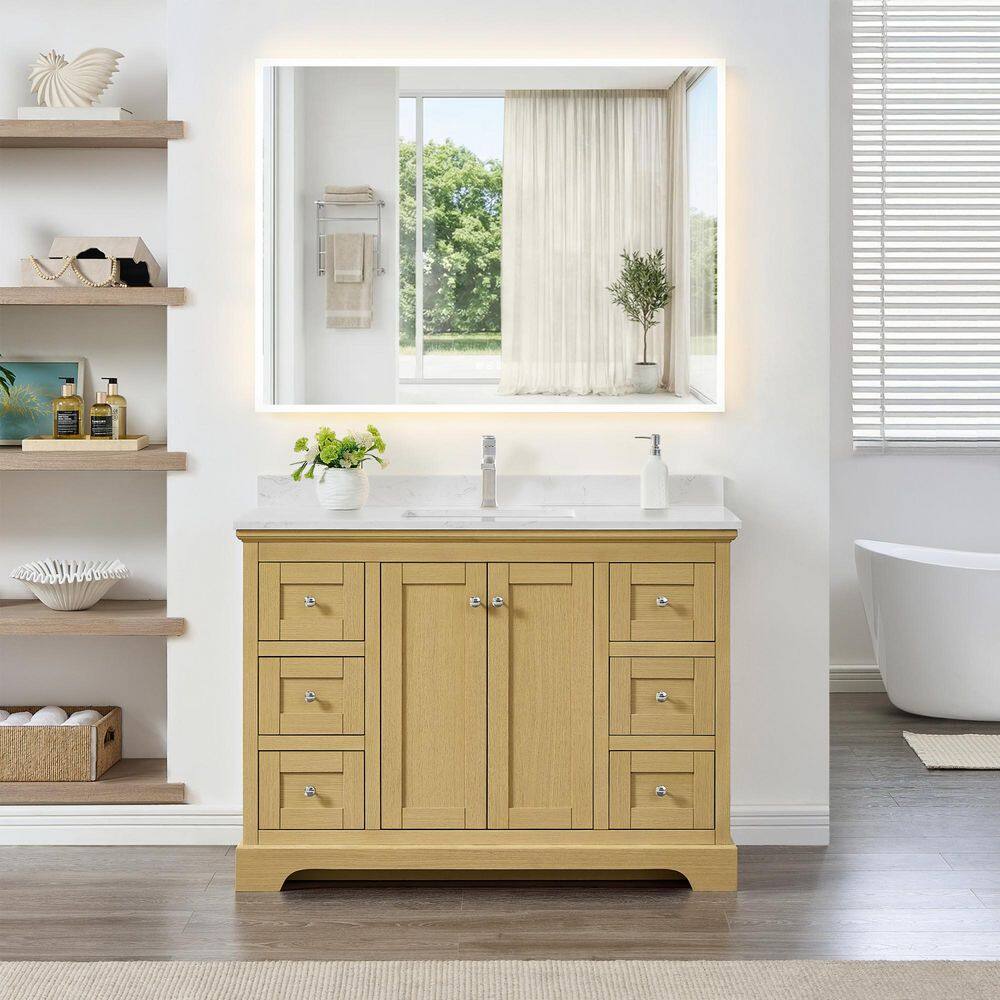 Avery 48 in. Single Freestanding Honey Oak Bath Vanity with Carrara Cultured Marble Top price history on PriceWatchPro