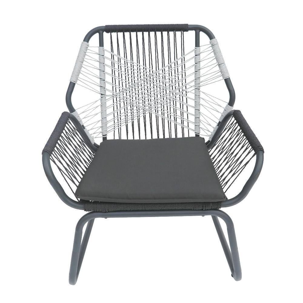 Gray Woven Wicker Outdoor Lounge Chair with Gray Cushions and Table (3-Pack) price history on PriceWatchPro