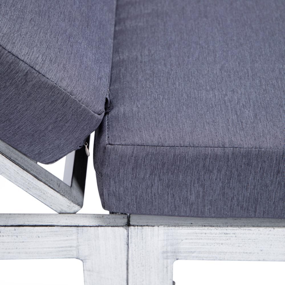 Chelsea Modern Blue Cushioned Aluminum Outdoor Chaise Lounge with Side Table