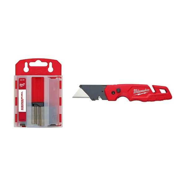 50PC General Purpose Utility Blades w/ Dispenser and FASTBACK Folding Utility Knife with Blade Storage