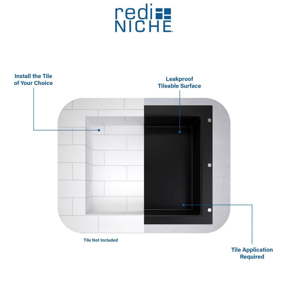 Black Triple Recessed Plastic Shower Shelf, 48-Inch Width