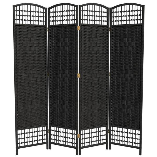 Oriental Furniture 5.5 ft. Black 4-Panel Room Divider