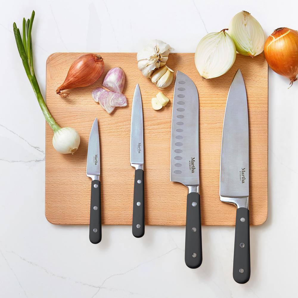 Gray 14-Piece Stainless Steel Cutlery Set with Acacia Wood Block