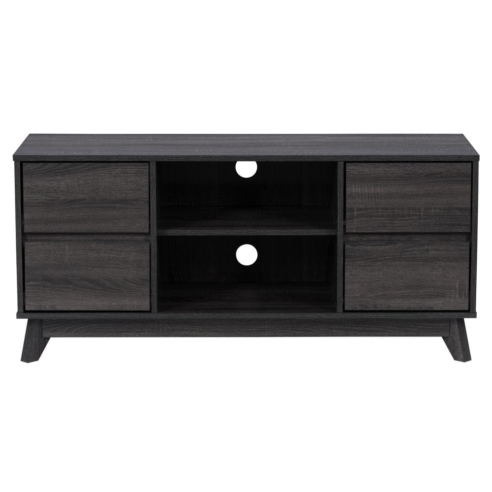 CorLiving Hollywood 47""in. Dark Grey Wood Grain TV Stand with Drawers for TVs up to 55"", Dark Gray -  THW-540-B