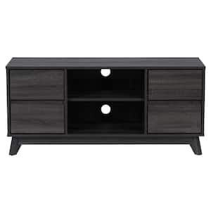 Hollywood 47"in. Dark Grey Wood Grain TV Stand with Drawers for TVs up to 55"