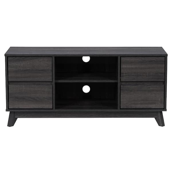 CorLiving Hollywood 47"in. Dark Grey Wood Grain TV Stand with Drawers for TVs up to 55"