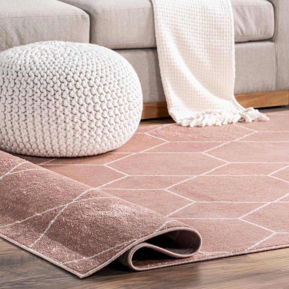 Pink Geometric Synthetic Medium Pile 4' x 6' Area Rug