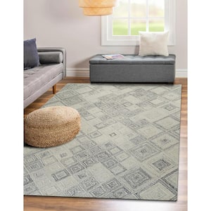 Hand-Tufted Wool Multy Grey 5 ft. x 8 ft. Transitional Geometric Modern Tufted Area Rug