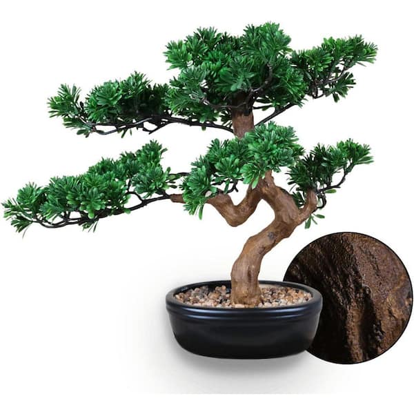 16 in. Artificial Bonsai Tree-Tall Zen Decor with Ceramic Pot UMTZG8 - The  Home Depot