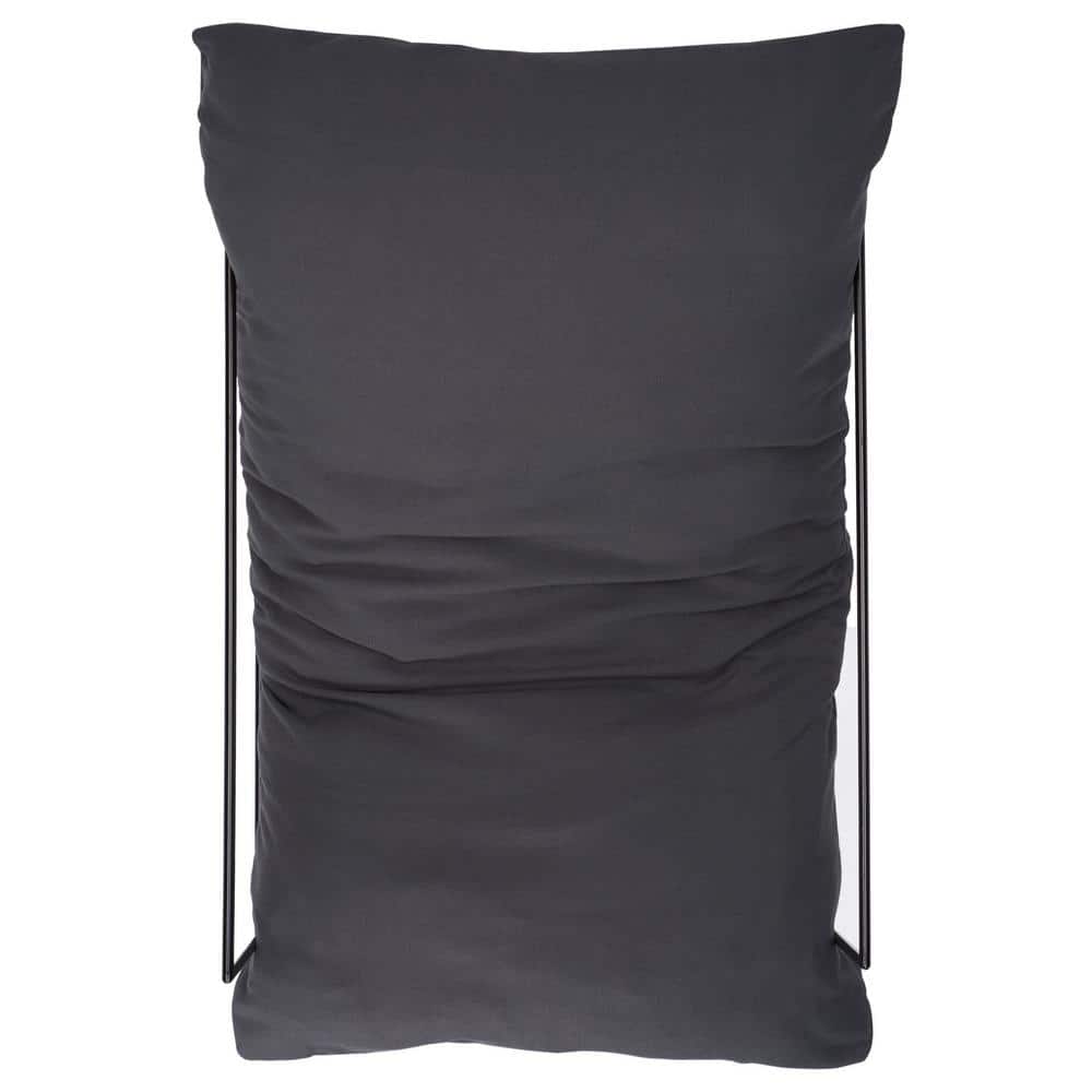Portland Minimalist Gray Linen and Black Metal Accent Chair