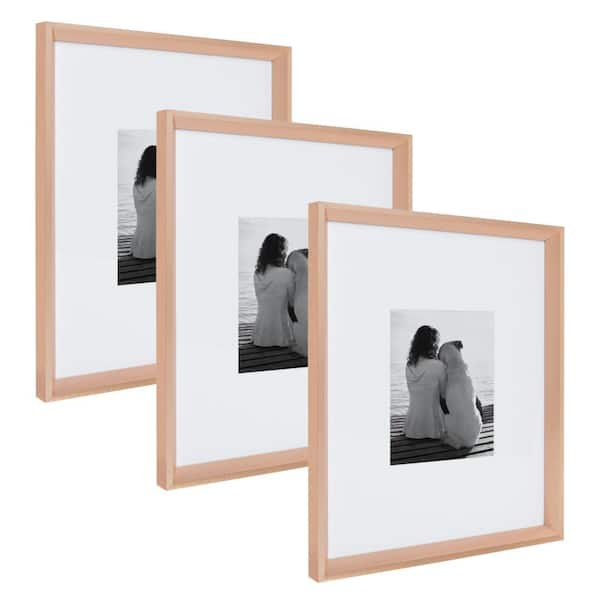 Kate and Laurel Calter 16 in. x 20 in. Matted to 8 in. x 10 in. Rose Gold Picture Frame (Set of 3)