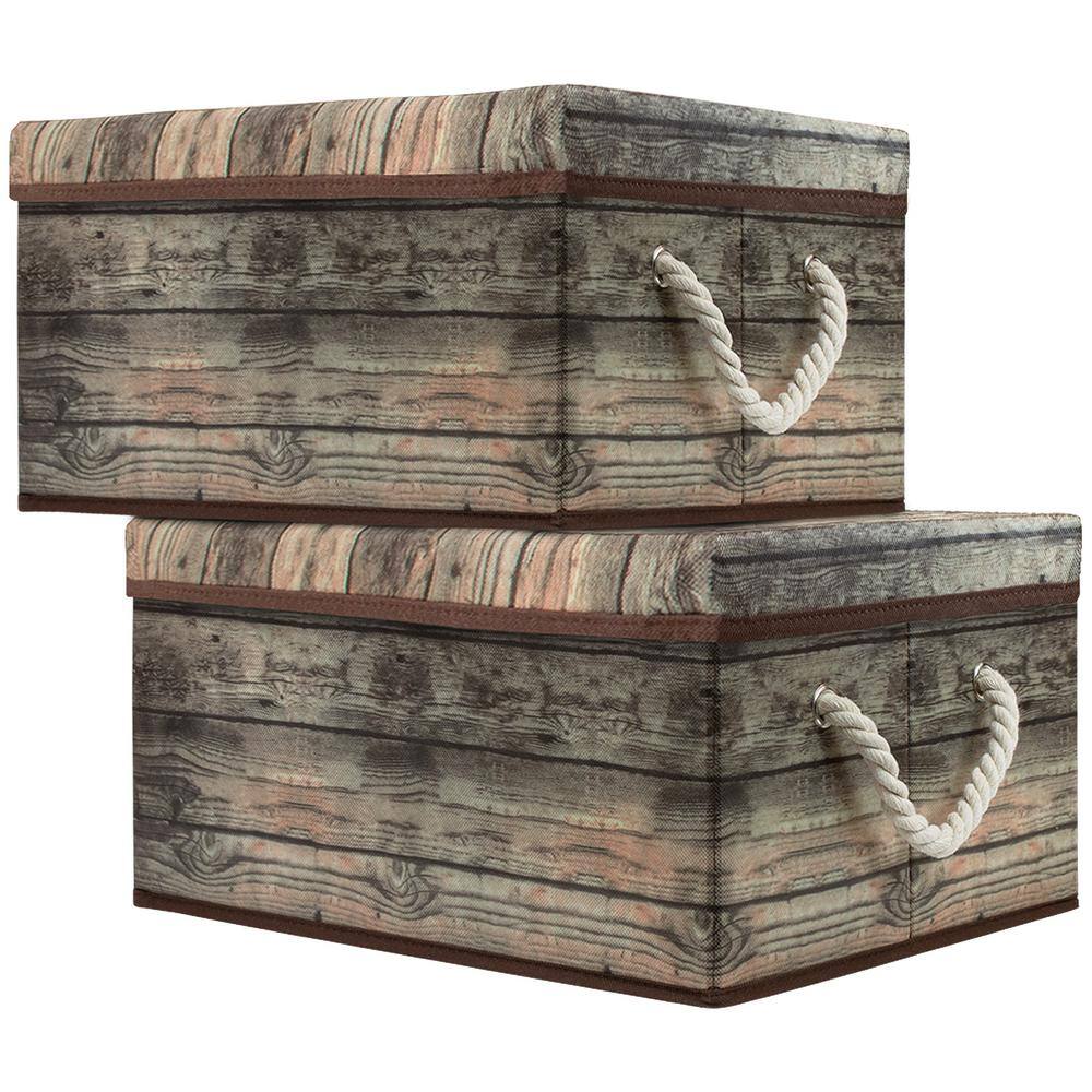 16.62 in. L x 8 in. W x 12.25 in. H Brown Rustic Collapsible Fabric Storage Bin with with Lid and Carry Handles Set of 2 price history on PriceWatchPro