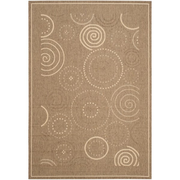 SAFAVIEH Courtyard Brown/Natural 5 ft. x 8 ft. Border Indoor/Outdoor Patio  Area Rug