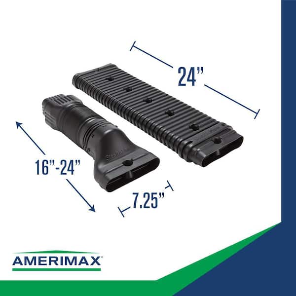 Amerimax Home Products - Stealth Flow 43 in. Black Vinyl Low Profile Downspout Extension Kit