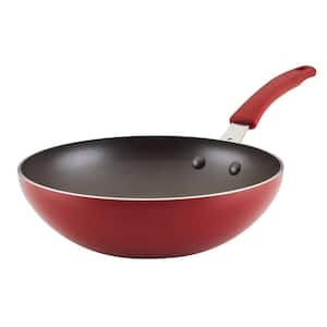 Cook Plus Create 10.5 in., Red Aluminum Nonstick Electric or Gas Stovetop Wok