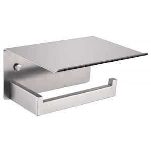 Wall Mounted Stainless Steel Toilet Paper Holder with Storage Shelf in Brushed Nickel