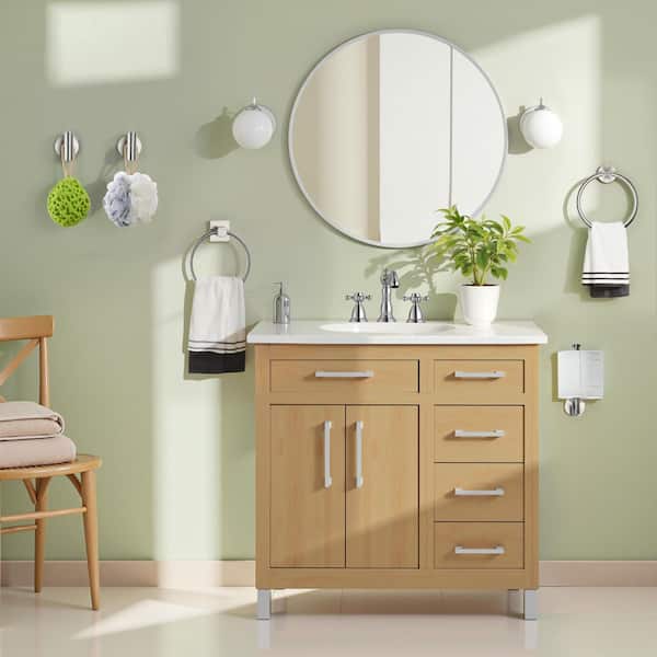 Bathroom Towel Ring Wall Mounted In Brushed Nickel