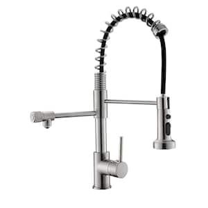 Single-Handle Pull-Down Sprayer Kitchen Faucet, 3-in-1 Drinking Water Faucet in Brushed Nickel