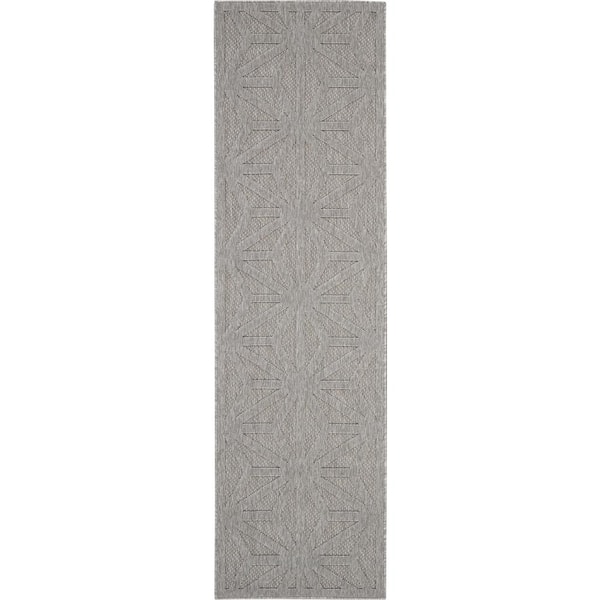 Home Decorators Collection Palamos Light Gray 2 ft. x 8 ft. Geometric Modern Kitchen Runner Indoor/Outdoor Patio Area Rug