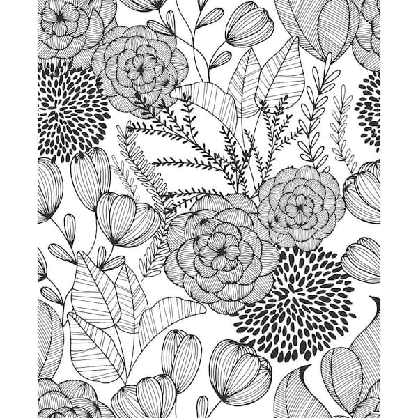 NuWallpaper Black Secret Garden Peel and Stick Wallpaper