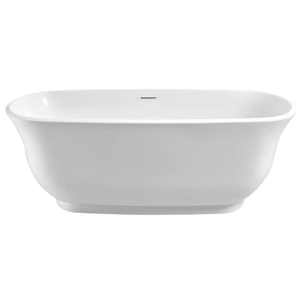 Streamline 59 in. Acrylic Flatbottom Non-Whirlpool Bathtub in Glossy White with Matte Oil Rubbed Bronze Drain