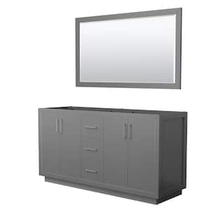 Icon 65.25 in. W x 21.75 in. D x 34.25 in. H Double Bath Vanity Cabinet without Top in Dark Gray with 58" Mirror