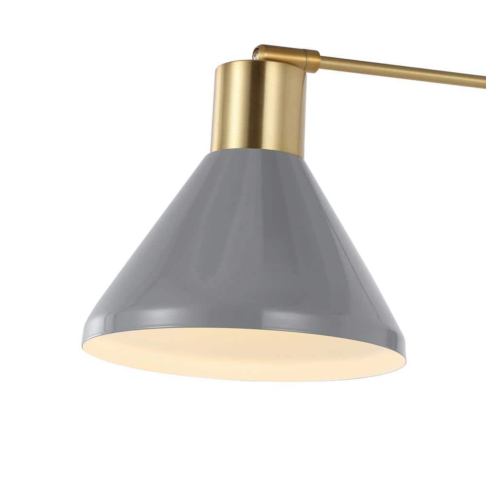 Max 20.5" Gray and Brass Gold Iron Swing Arm Sconce with USB Port
