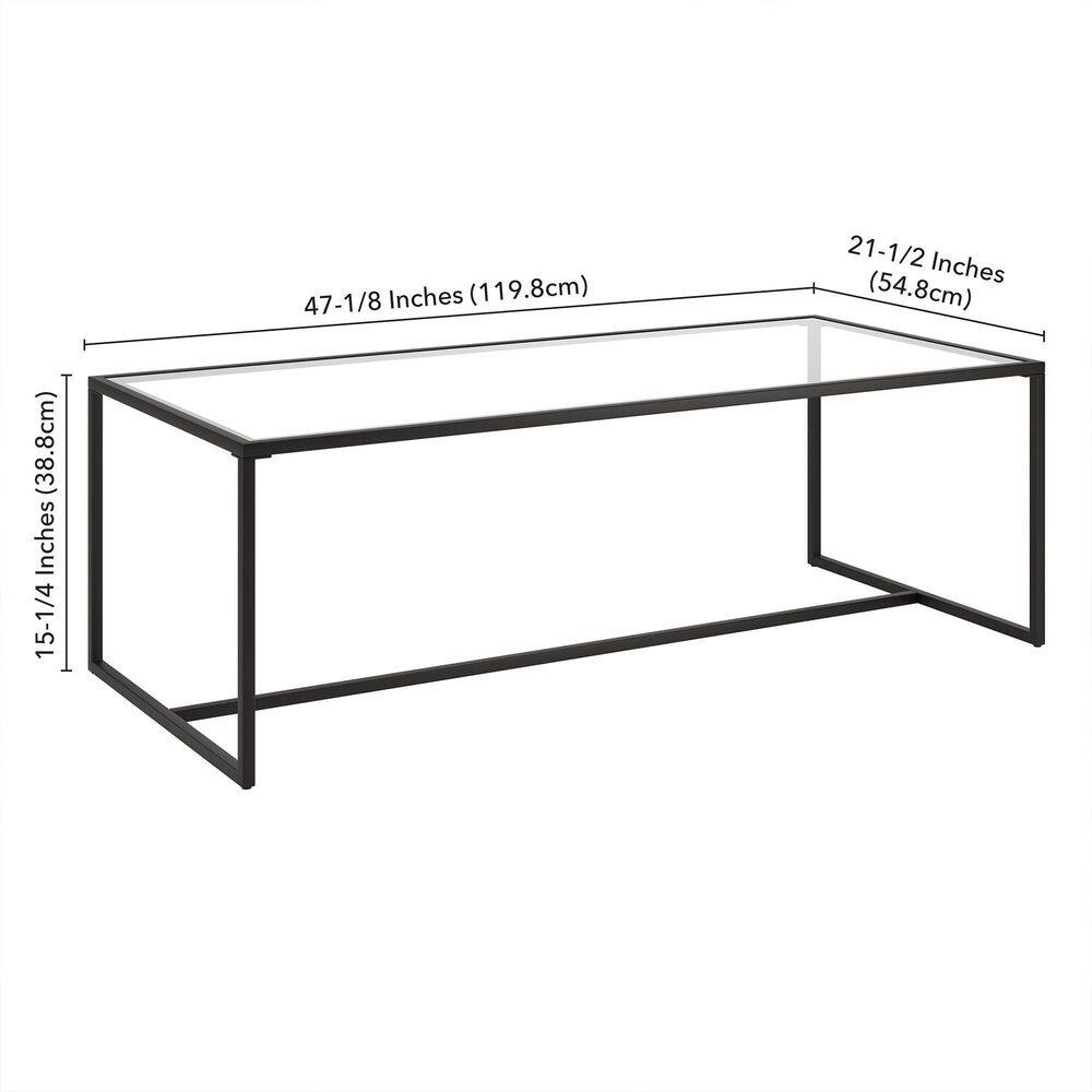 Lux Geo 47.25" Blackened Bronze Rectangular Glass Coffee Table