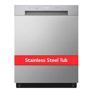 24 in. Stainless Look Front Control Dishwasher with Stainless Steel Tub and SenseClean