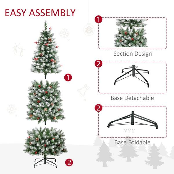 HOMCOM 6 ft. Tall Pencil Artificial Christmas Tree Holiday Decor with 618  Branches, Auto Open, Steel Base, Pine Needles, Green 830-737V00GN - The  Home Depot