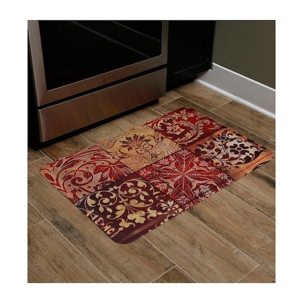 Cloud Comfort Red Mosaic 24 in. x 36 in. Anti-Fatigue Kitchen Mat