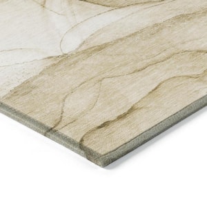 Beige 9 ft. x 12 ft. Abstract Indoor / Outdoor Area Rug