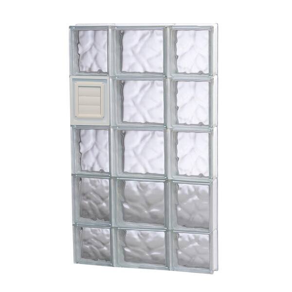 Clearly Secure 19.25 in. x 36.75 in. x 3.125 in. Frameless Wave Pattern Glass Block Window with Dryer Vent